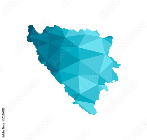 Fotografi Vector isolated illustration icon with simplified blue silhouette of Bosnia and Herzegovina map