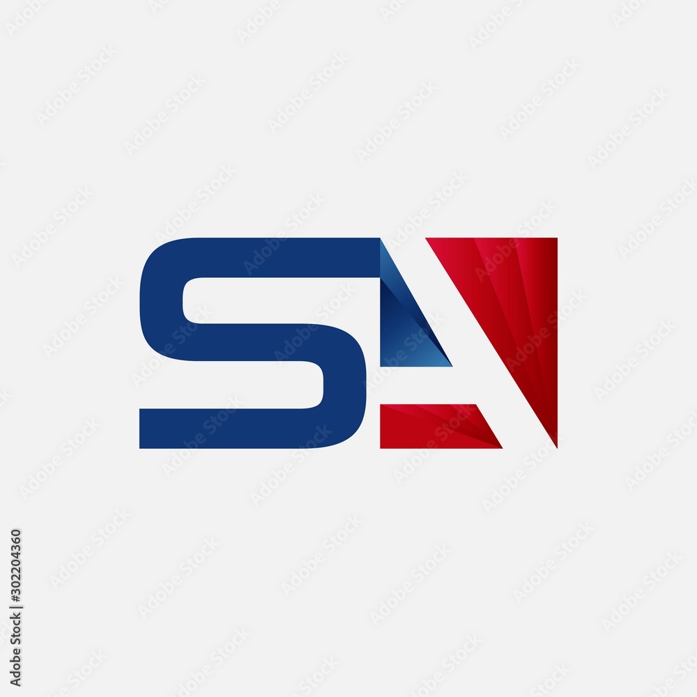 SA Letter Design Logo with Red and Blue Colors Trendy Vector Illustration SA Letter Design Logo with Red and Blue Colors Trendy Vector Illustration