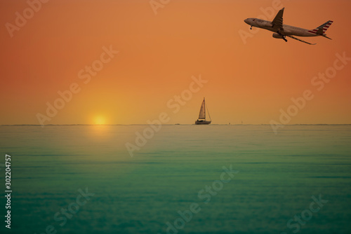 Cruise ship at sunset