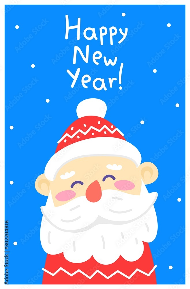 Vector illustration on blue background with text happy new year.