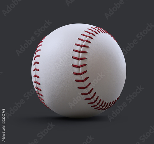 A baseball on a gray background. 3d render illustration