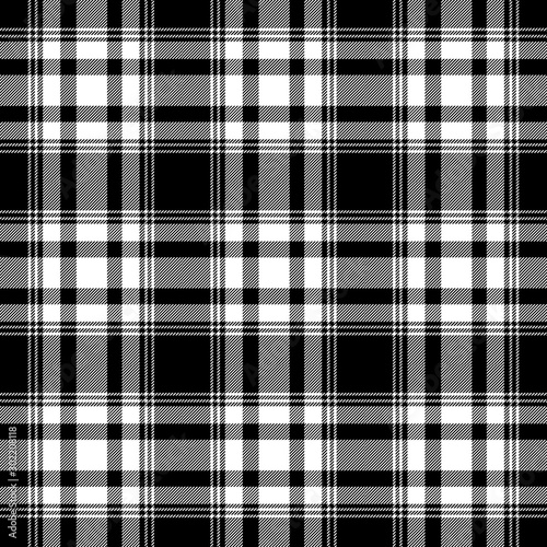 Black and white tartan plaid. Scottish textile pattern.