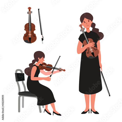 llustration of musician isolated on white background