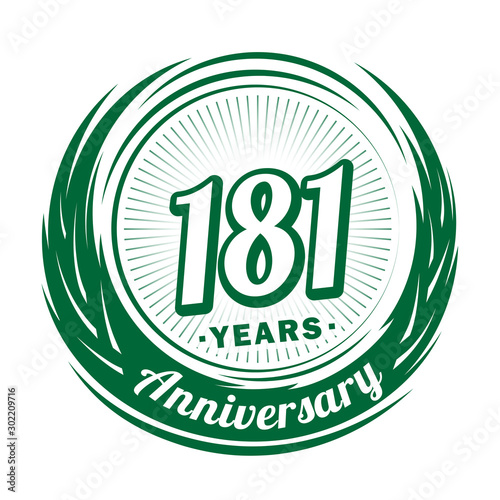 One hundred and eighty-one years anniversary celebration logotype. 181st anniversary logo. Vector and illustration.