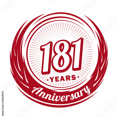 One hundred and eighty-one years anniversary celebration logotype. 181st anniversary logo. Vector and illustration.