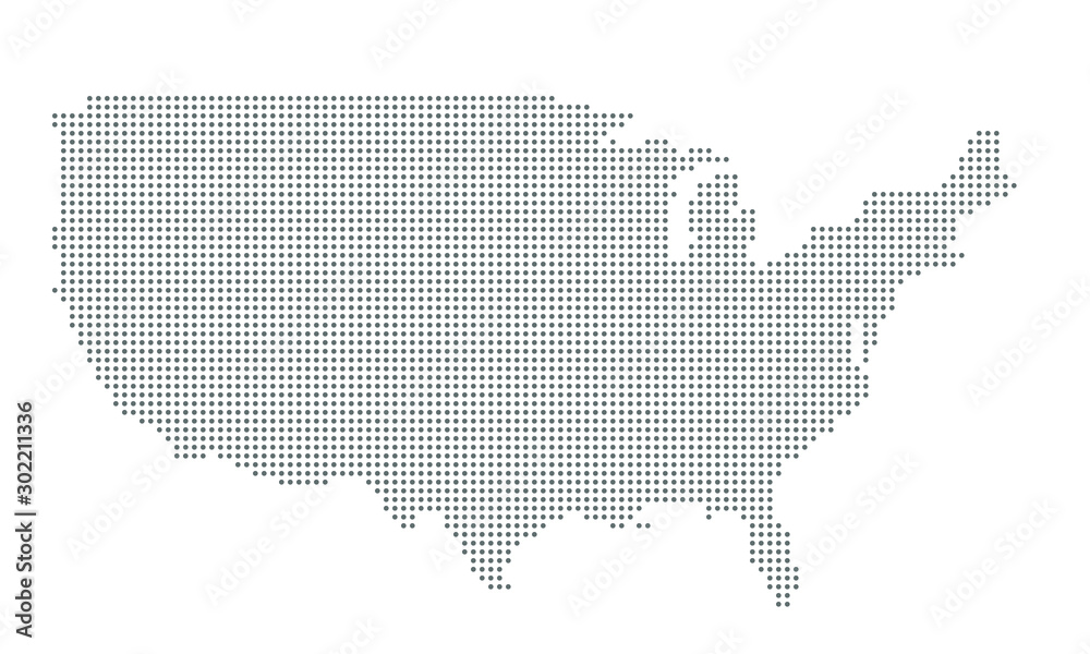 USA map vector dotted, isolated background.