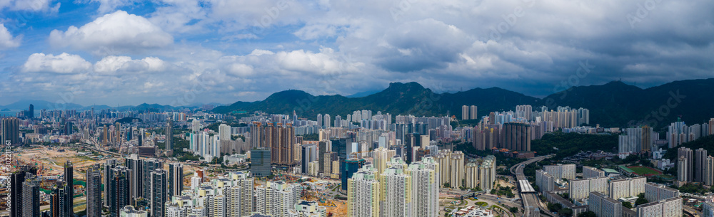 Obraz premium Top view of Hong Kong city