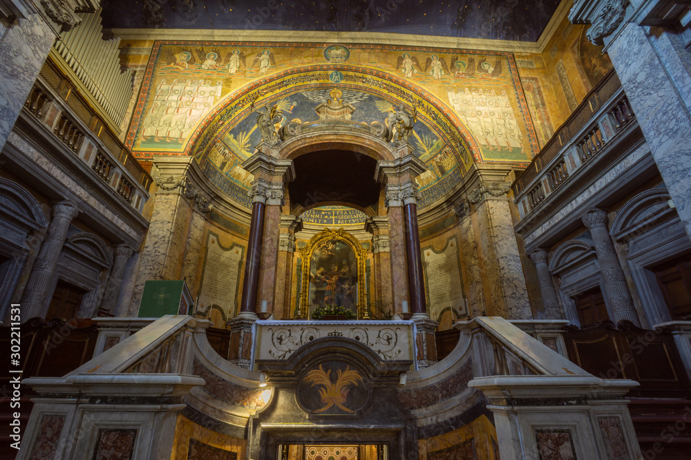 Interior of Santa Prassede Rome, Italy