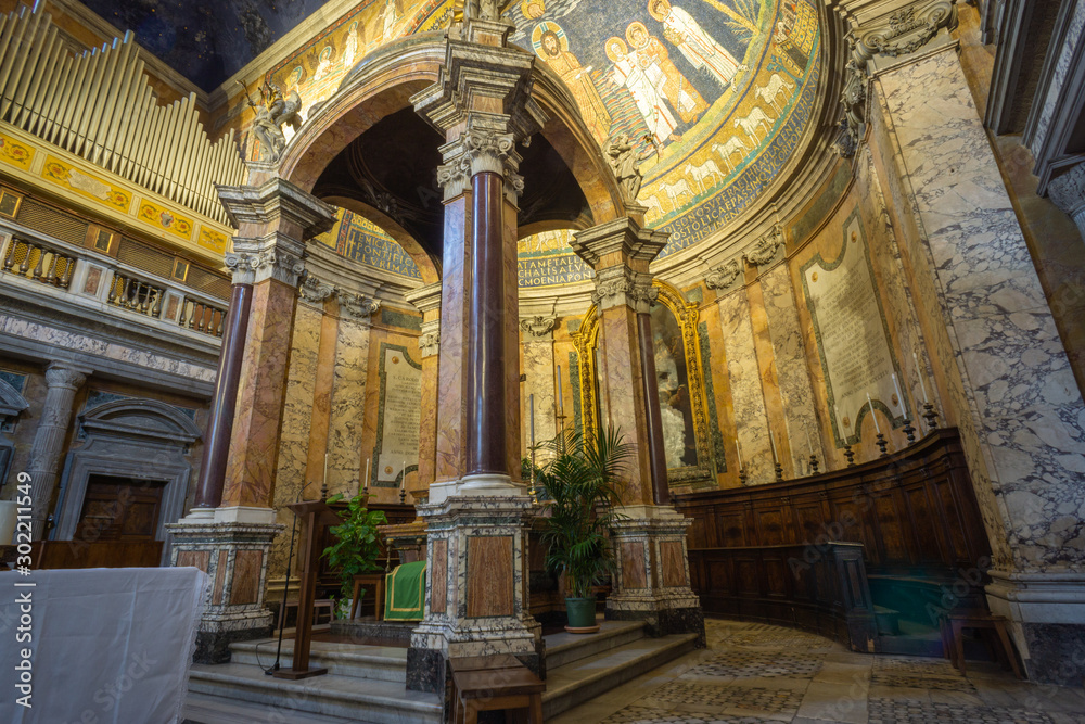 Interior of Santa Prassede Rome, Italy