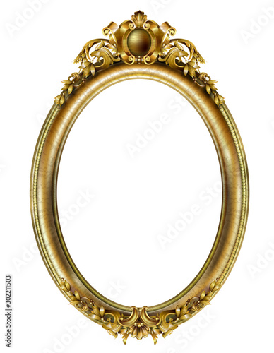 Oval classic golden picture baroque frame © denisik11