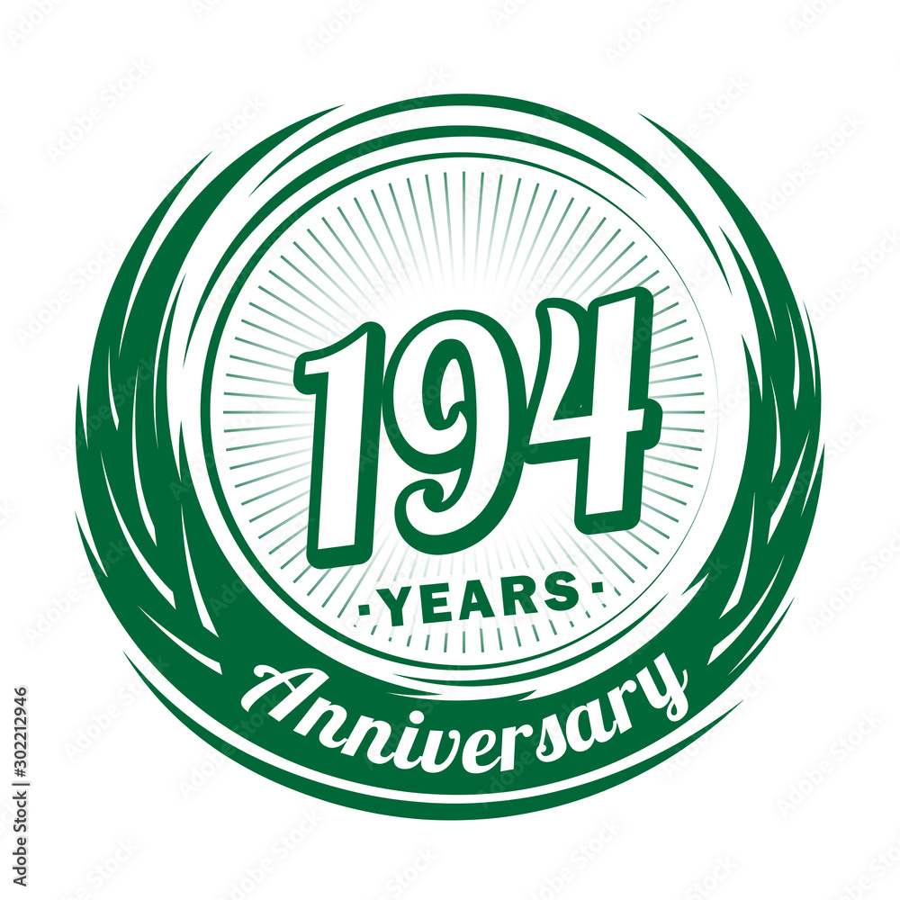One hundred and ninety-four years anniversary celebration logotype. 194th anniversary logo. Vector and illustration. One hundred and ninety-four years anniversary celebration logotype. 194th anniversary logo. Vector and illustration.