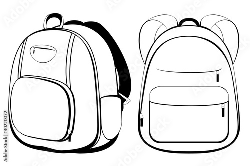 School backpack in black and white