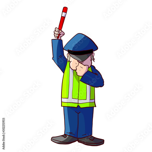 Colorful cartoon traffic police officer