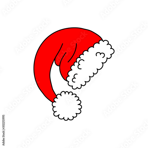 Santa Claus hat icon. Doodle cartoon illustration design. Vector