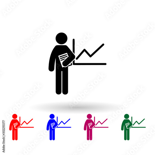 man with analysis degree multi color icon. Simple glyph, flat vector of student degree icons for ui and ux, website or mobile application