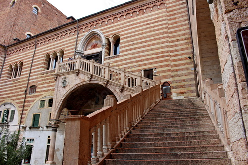 Verona, the staircase that serves as the entrance to the Lamberti Tower © Sandro Amato