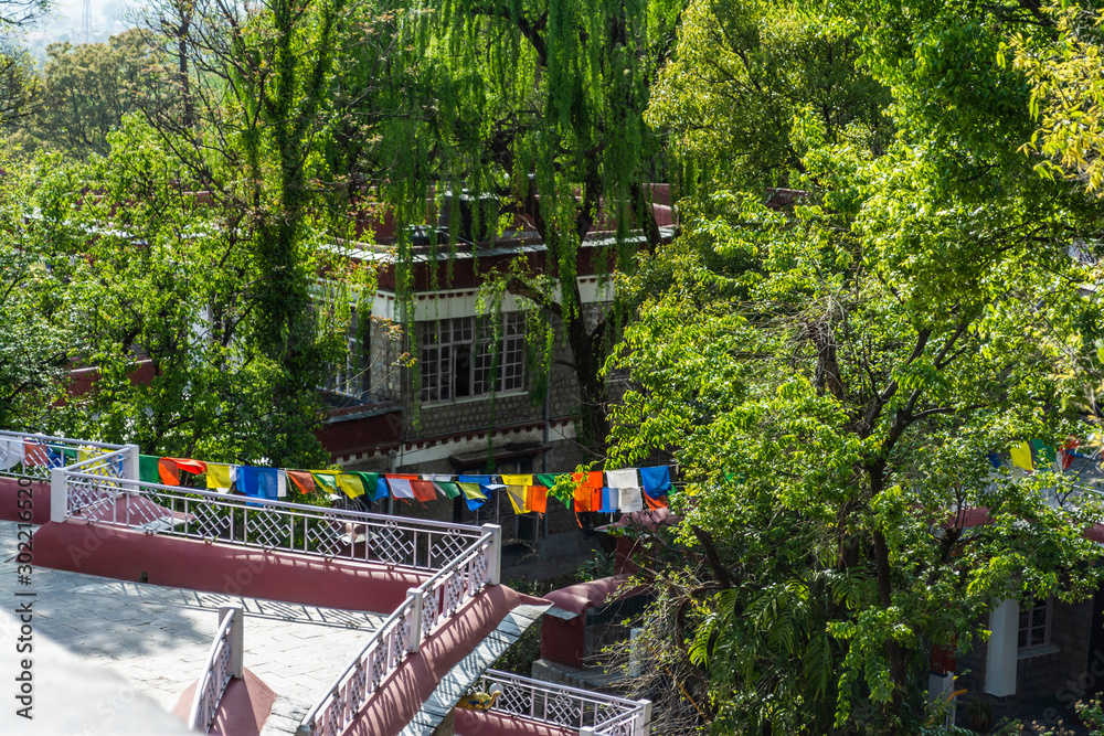 Norbulingka Monastery yard and garden. Dharamshala, Himachal Pradesh, India