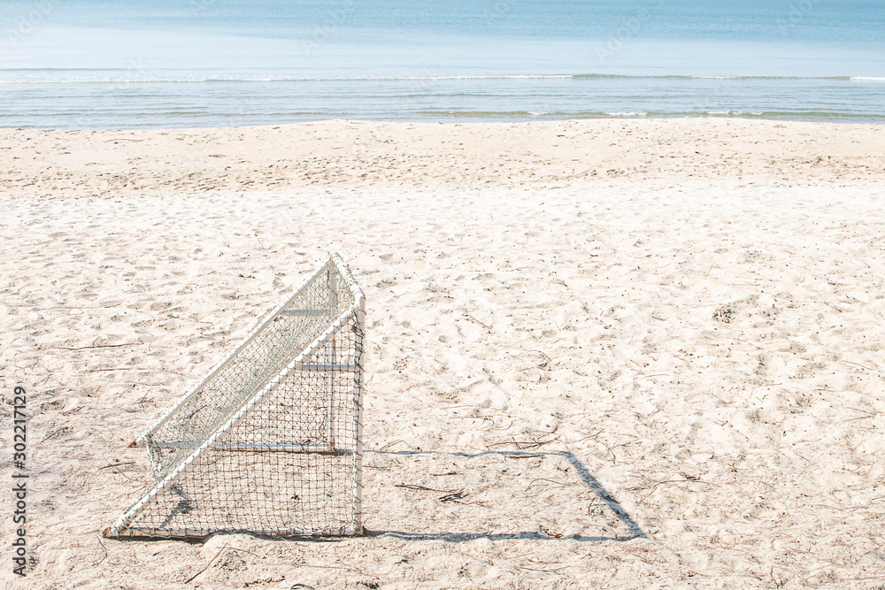 Fototapeta premium Beach soccer field to play by the sea.