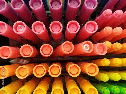 Close-up of colour pens