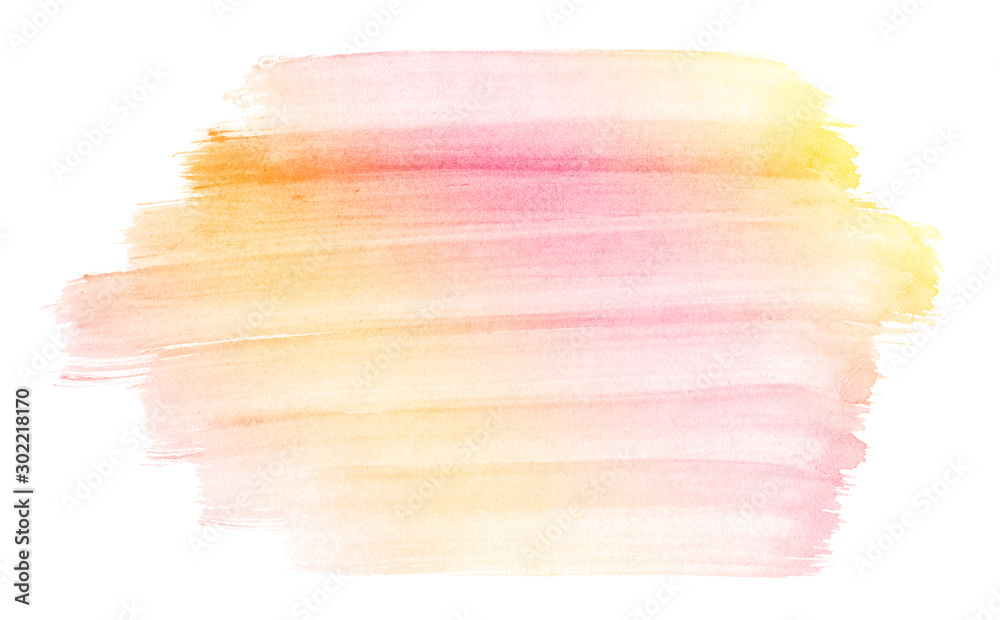 Pink-yellow multicolor watercolor in pastel colors. An isolated place with divorces and borders. Frame for design.