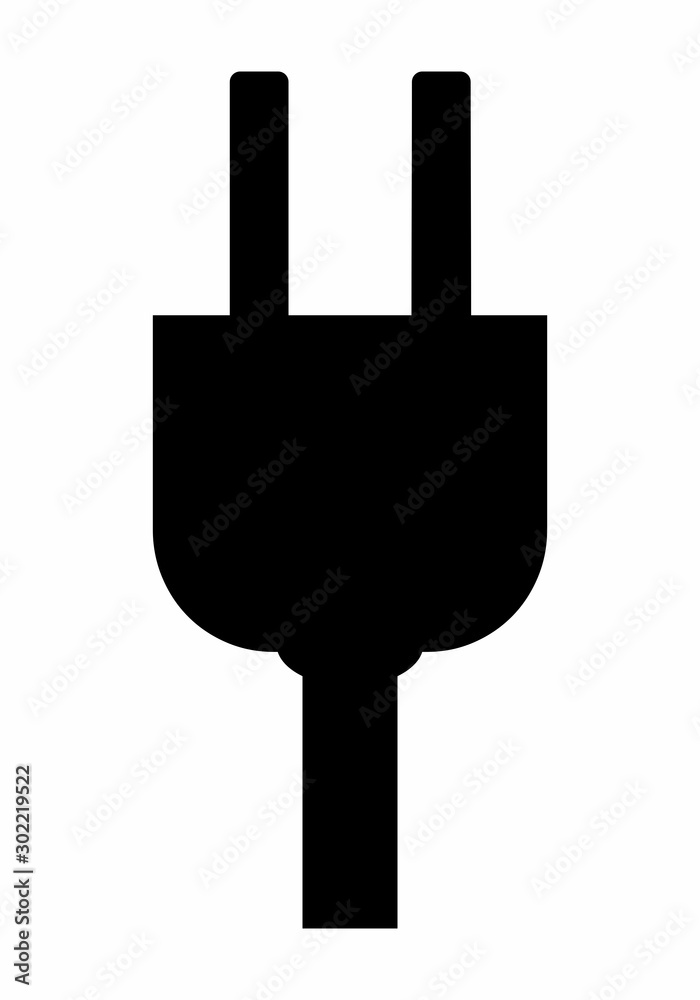 Electric plug dark silhouette isolated on white background Electric plug dark silhouette isolated on white background