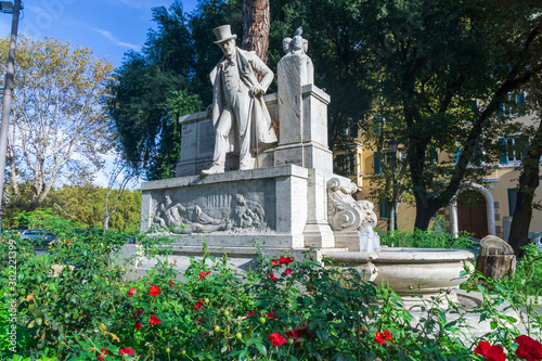 Monument to Giuseppe Gioachino Belli in the rione of Trastevere, in Rome Italy