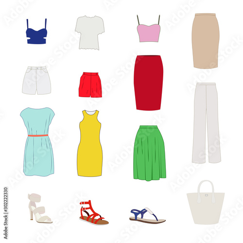 Set of women s summer clothes vector