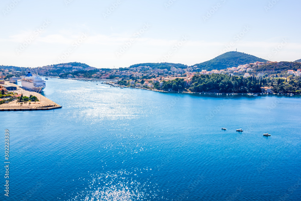 Port and hills around Dubrovnik, Croatia