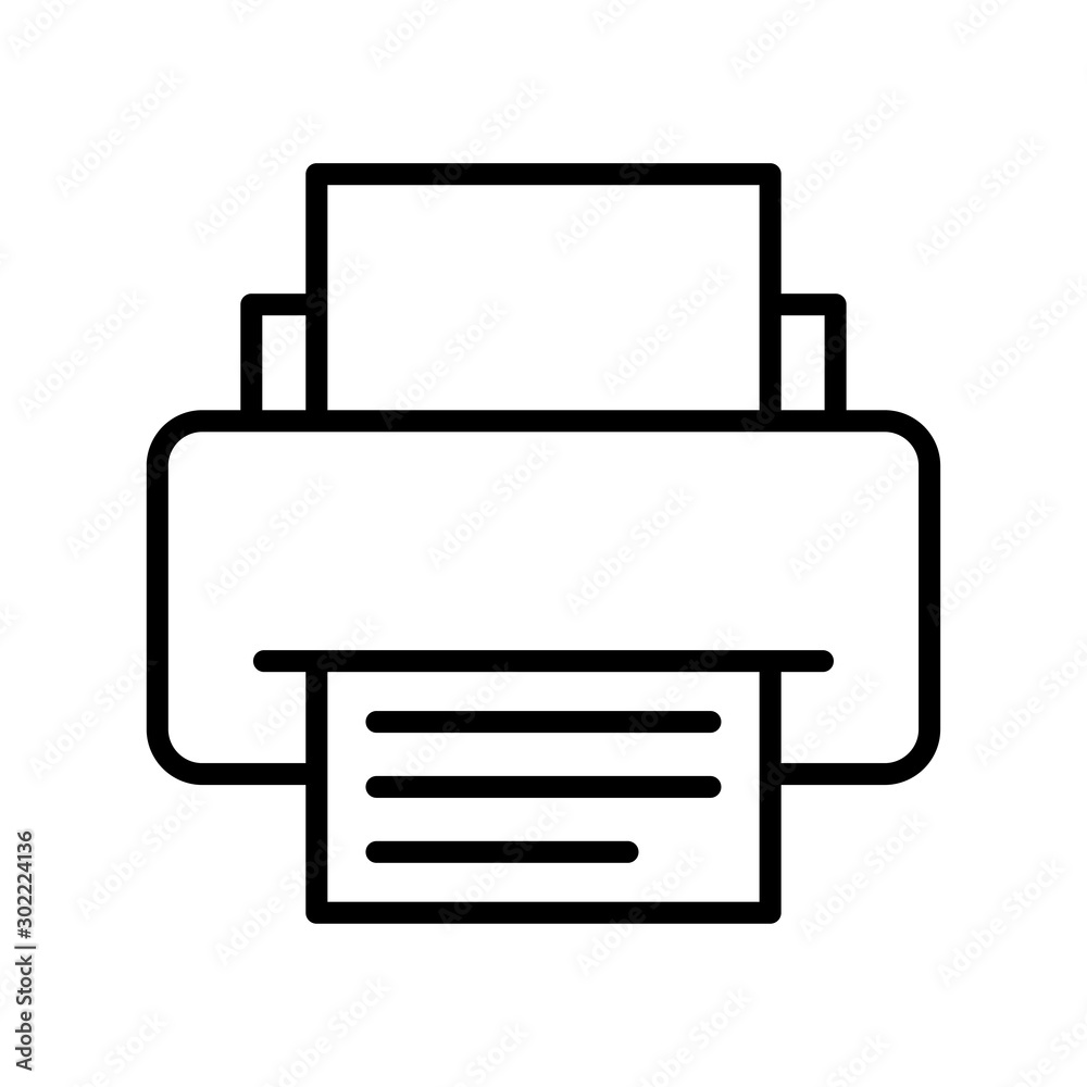 Printer icon line vector design template on white background Printer icon line vector design template on white background