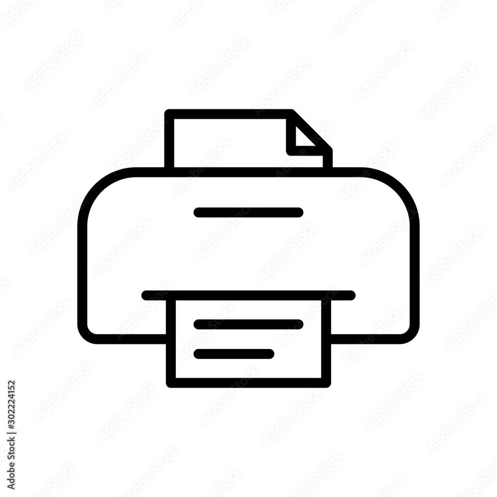Printer icon line vector design template on white background Printer icon line vector design template on white background