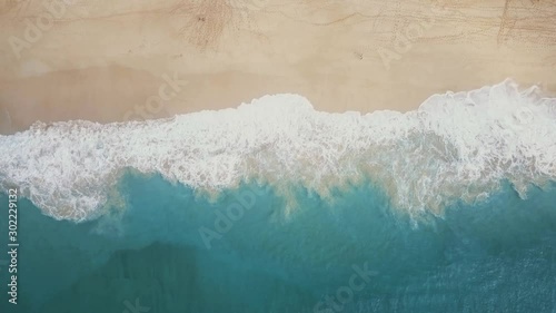 top view ocean waves blue sea