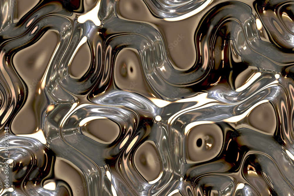 Silver and gold abstract background with ripple effect on liquid metal Silver and gold abstract background with ripple effect on liquid metal