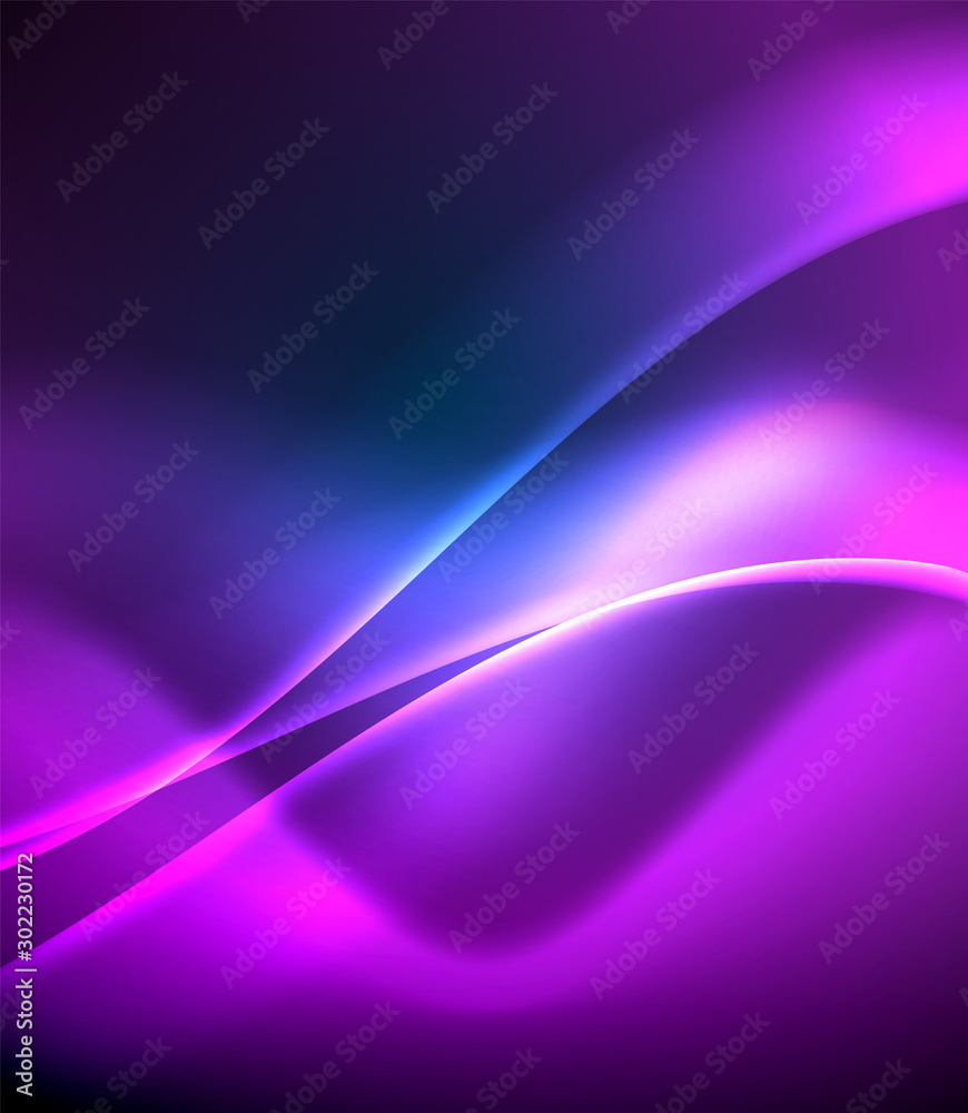 Naklejka premium Neon blue electric wave abstract background. Abstract technology background. Black background. Abstract magic light motion background.
