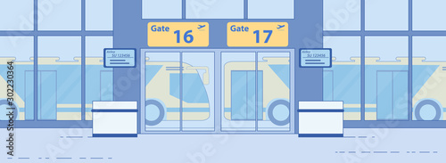 Airport Airside Bus Transfer Service Flat Vector