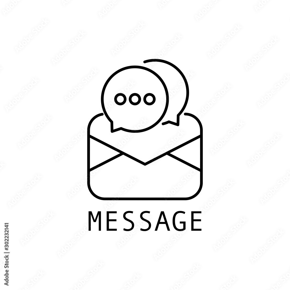 Naklejka premium Message icon. Outline thin line flat illustration. Isolated on white background. 
