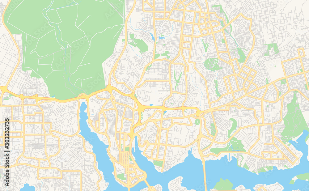 Printable street map of Abidjan, Ivory Coast