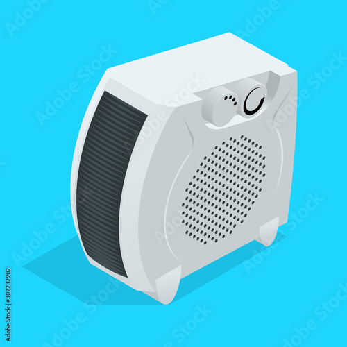 Isometric white Home Electric Convector Heater. Electric Heater Battery. Radiator. Equipment for Rapid Heating of the Room