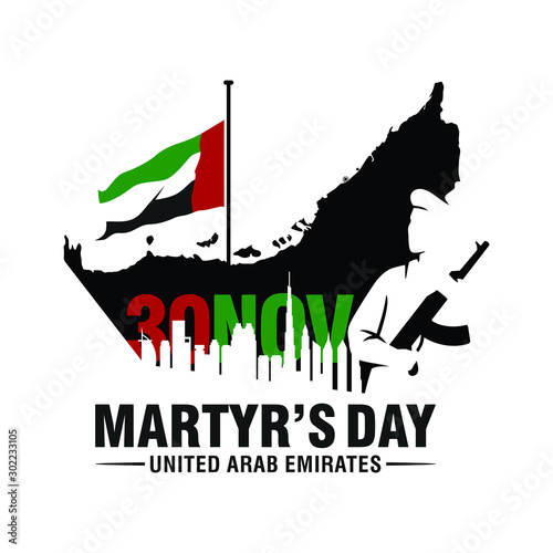 The Martyr's Day of United Arab Emirates. Vector Illustration. Commemoration Day. November 30. Arabian Soldier.