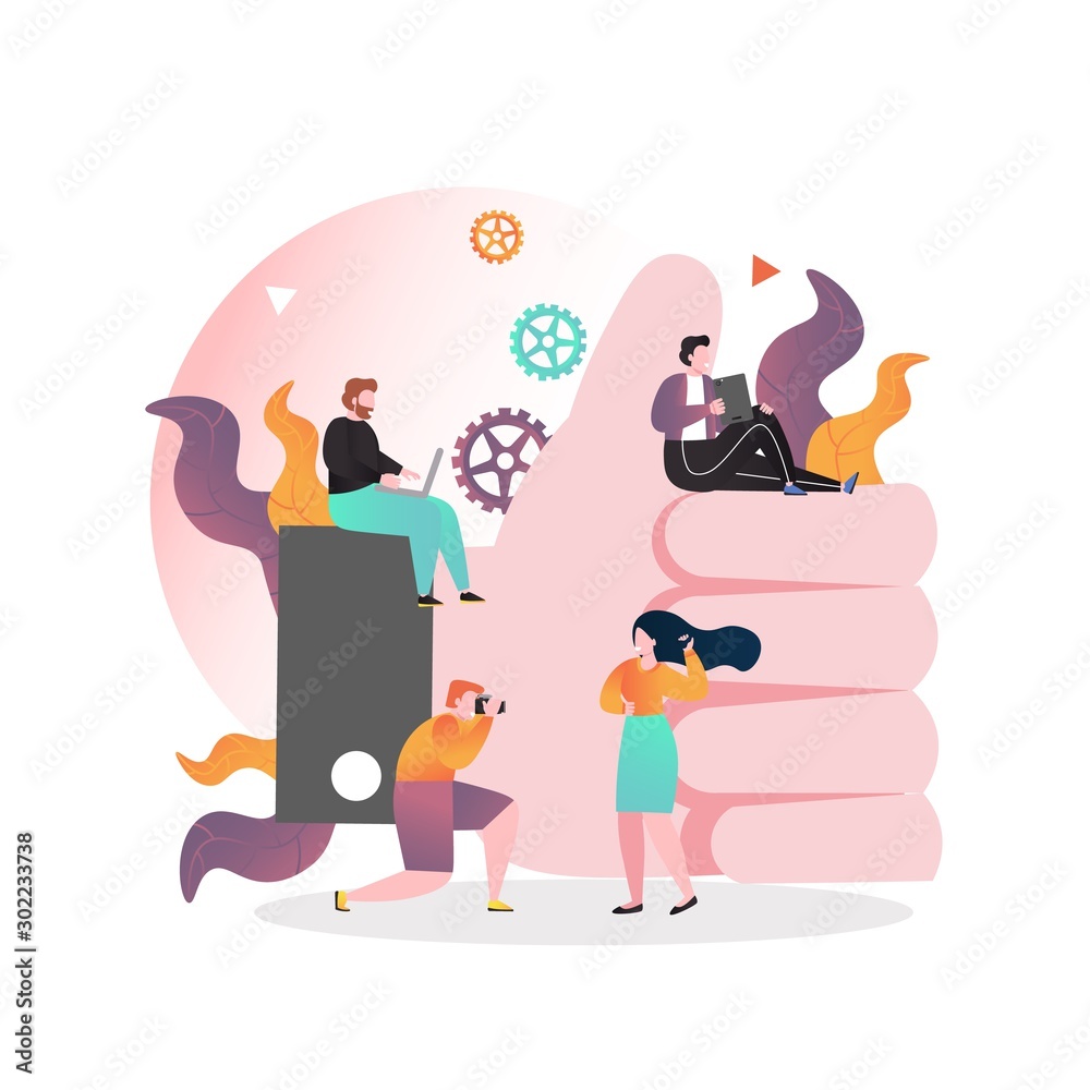 Social media likes concept for web banner, website page