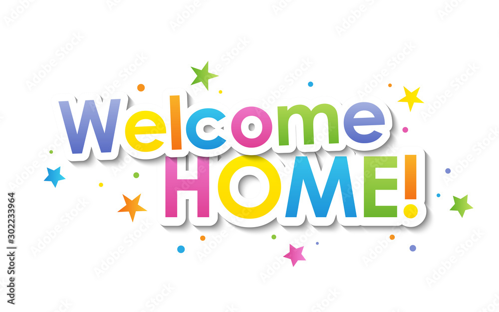 WELCOME HOME! vector typography banner with dots and stars Stock Vector ...