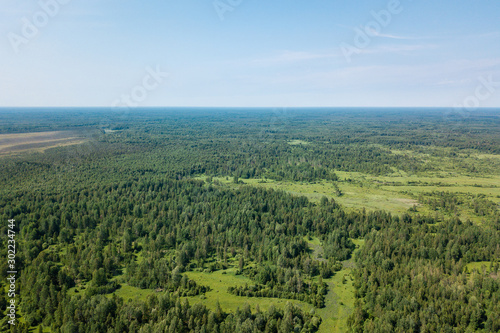 aerial photography landscape green forest and fields