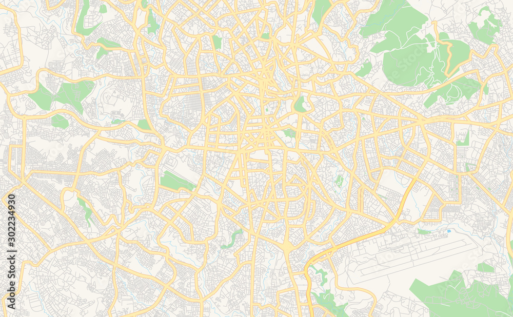 Printable street map of Addis Ababa, Ethiopia