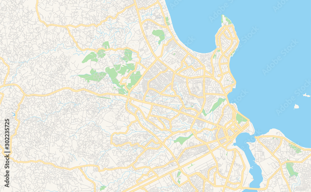 Printable street map of Dar es Salaam, Tanzania