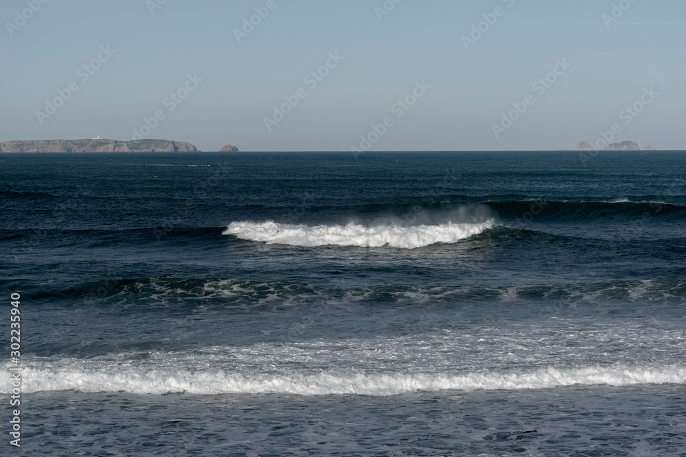 Atlantic ocean waves at Portugal coast next to Peniche city.