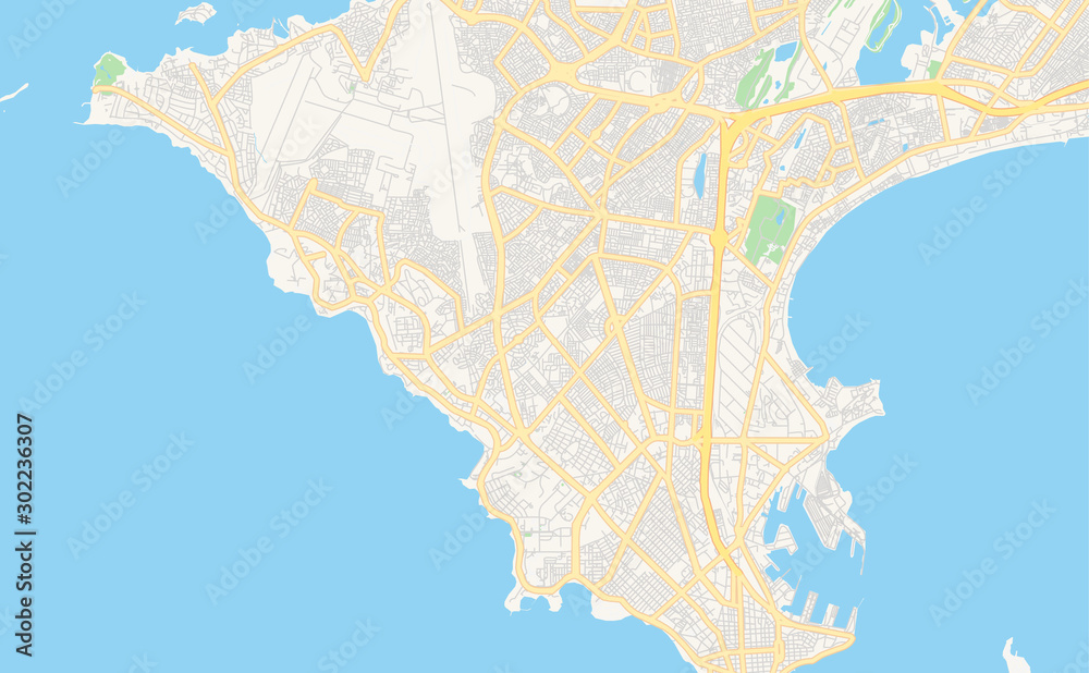 Printable street map of Dakar, Senegal