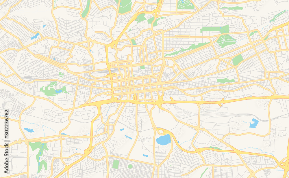 Obraz premium Mapa ulic do wydrukowania w Johannesburgu w RPA