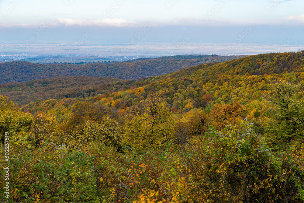 Panorama of Mount Fruska Gora in the fall