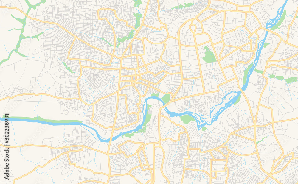 Printable street map of Kaduna, Nigeria