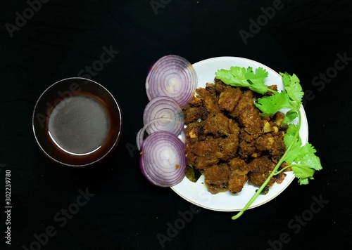 South indian Style Spicy beef fry with black tea
