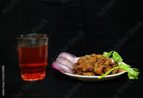 South indian Style Spicy beef fry with black tea